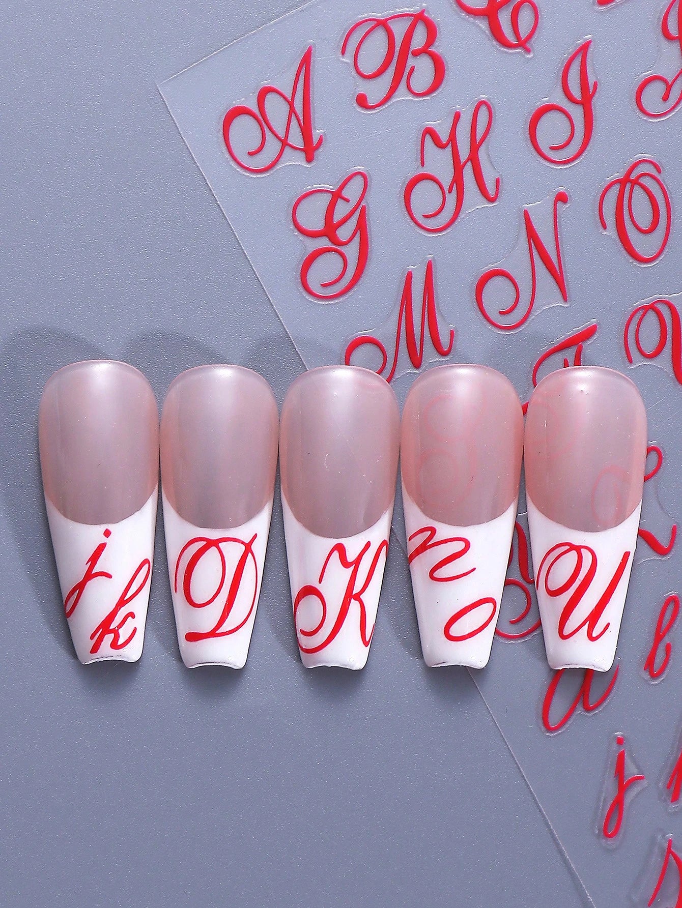 4pcs Letter Nail Art Stickers uppercase & lowercase(Black,Blue,Gold,Red)