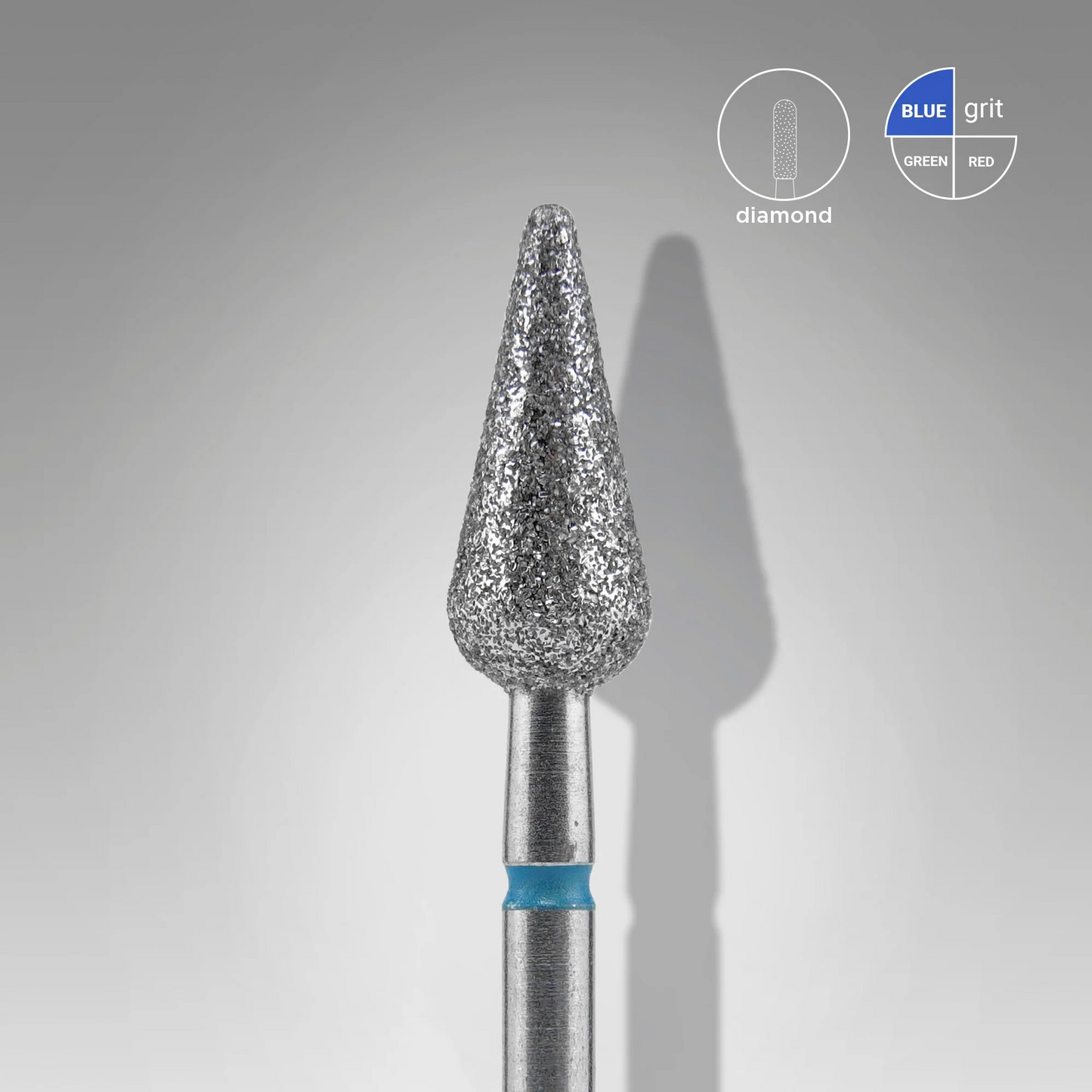 Diamond Nail Drill Bit Pointed Pear Blue EXPERT Head Diameter 5 Mm / Working Part 12 Mm