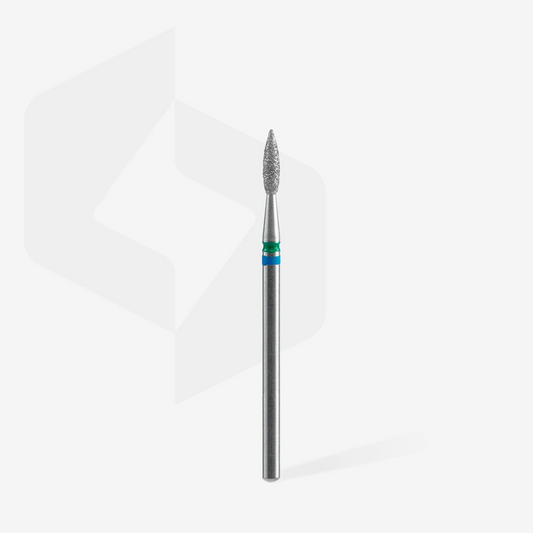 Diamond Nail Drill Bit DUO Flame Blue-Green EXPERT Head Diameter 2,1 Mm / Working Part 8 Mm