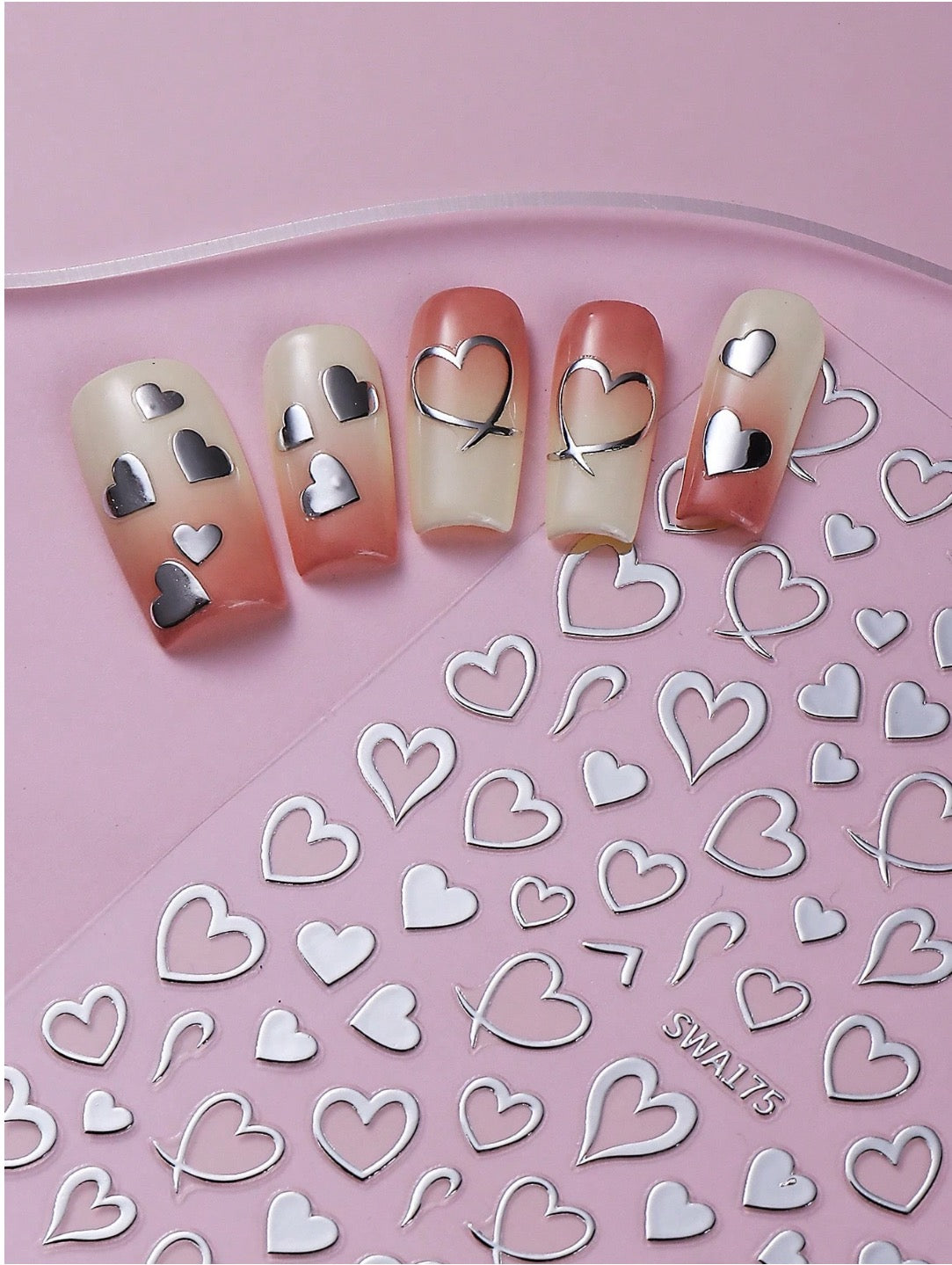 3PCS line heart stickers (Red,Gold,Silver)