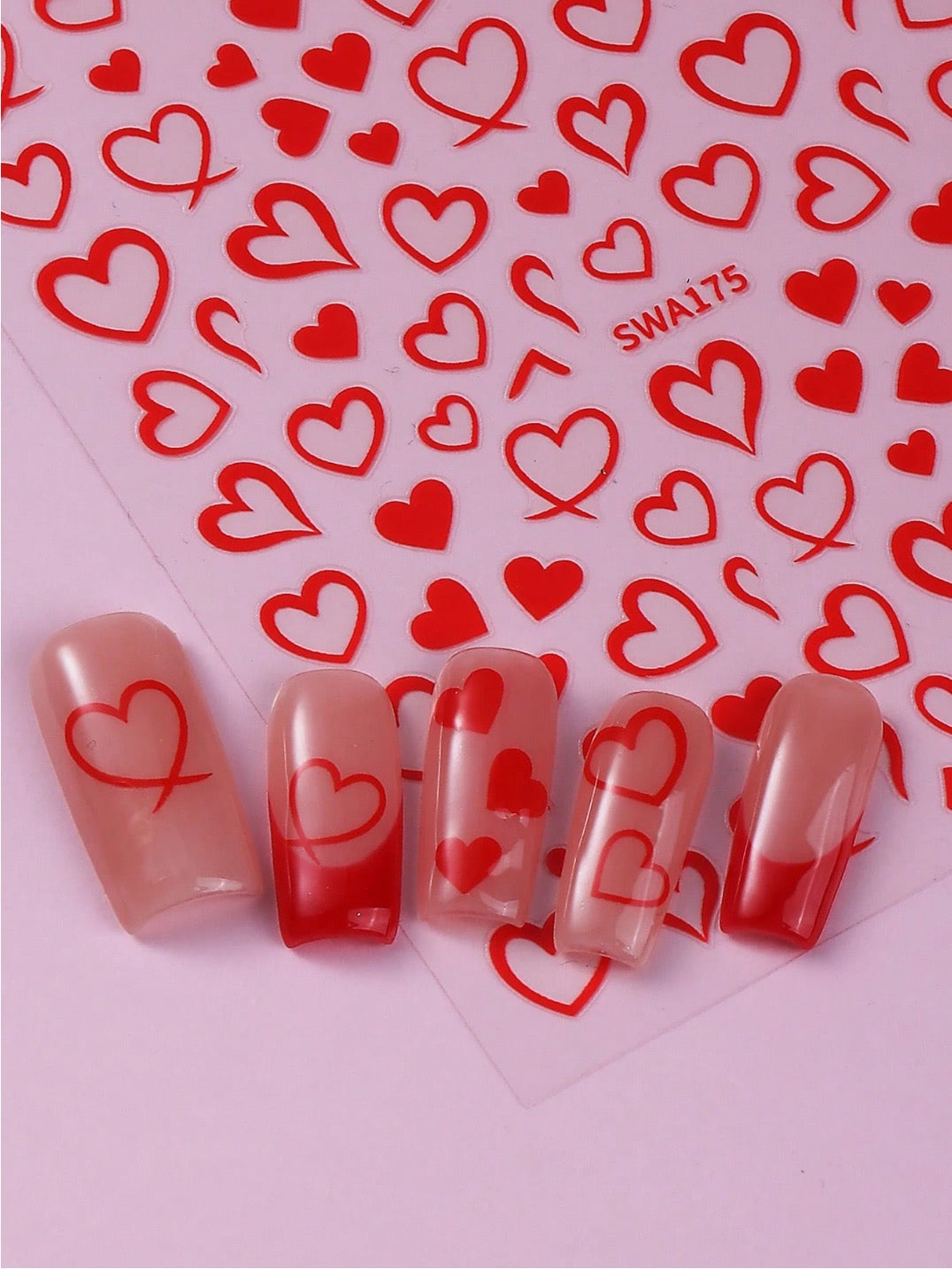 3PCS line heart stickers (Red,Gold,Silver)