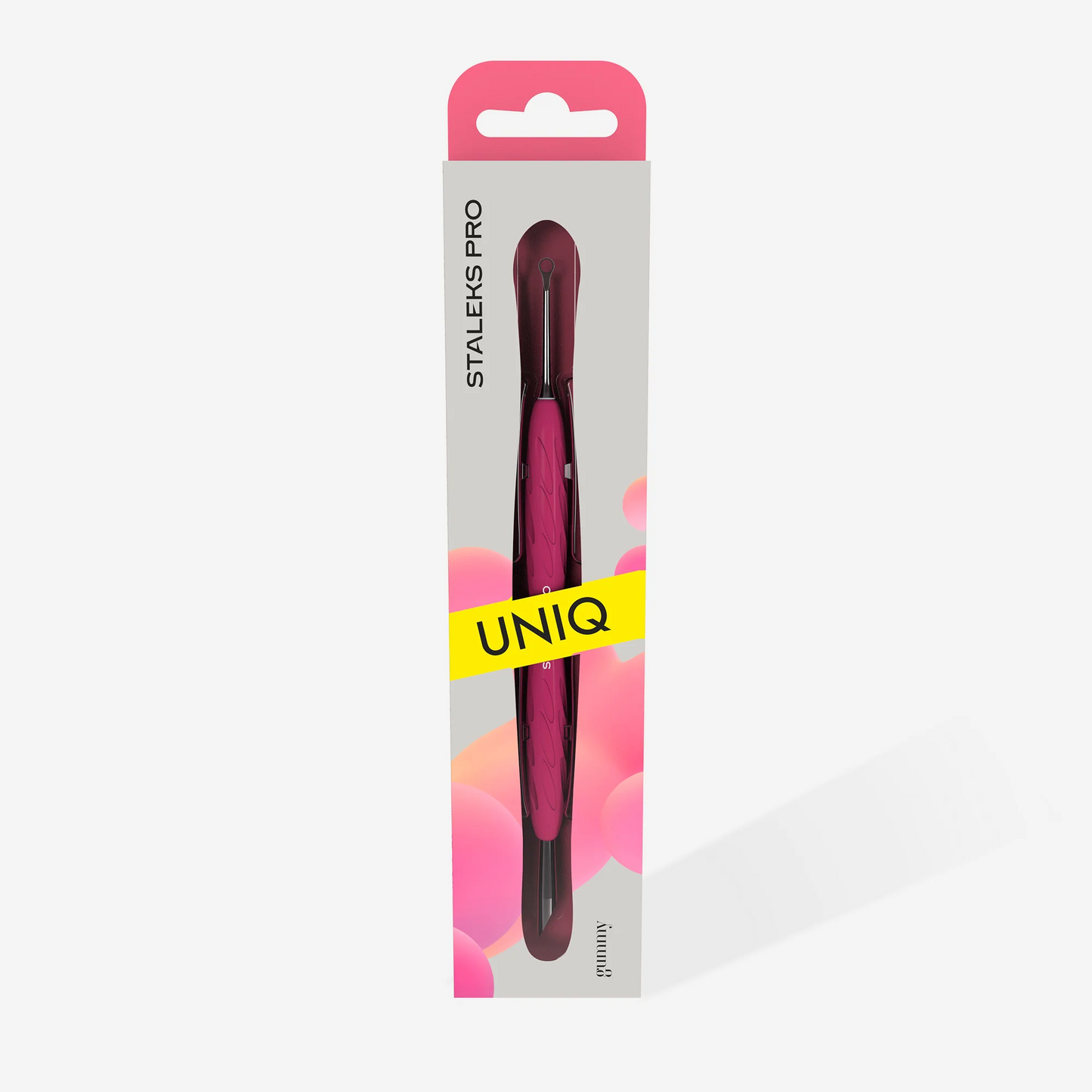 Manicure Pusher Gummy With Silicone Handle UNIQ 11 TYPE 2 (Beveled And Loop Pusher)