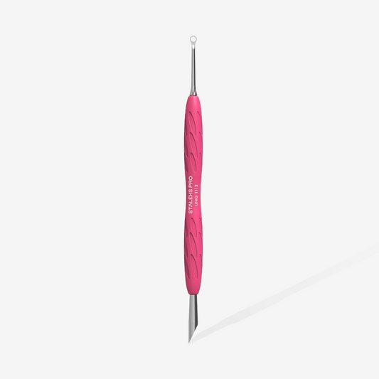 Manicure Pusher Gummy With Silicone Handle UNIQ 11 TYPE 2 (Beveled And Loop Pusher)