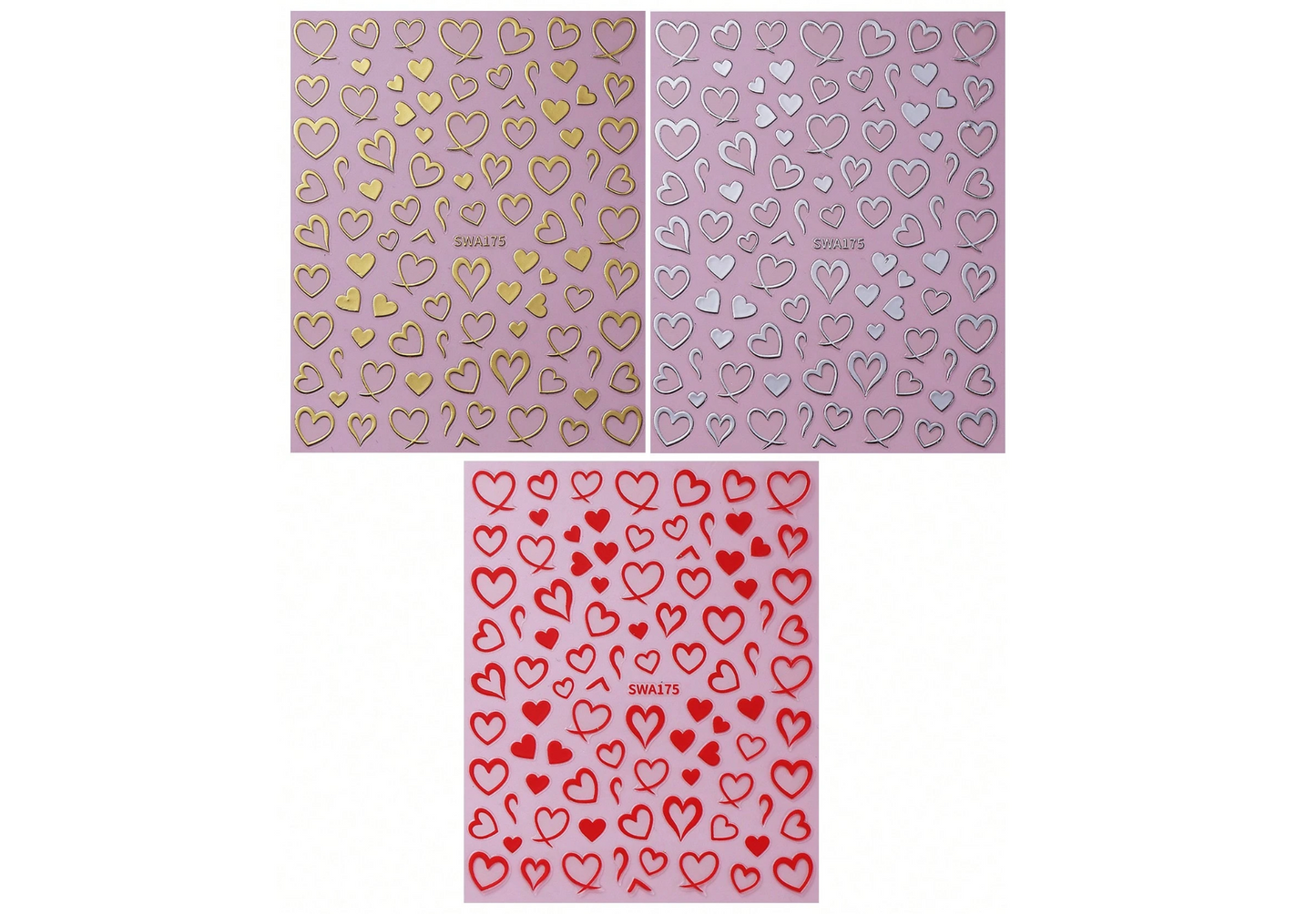 3PCS line heart stickers (Red,Gold,Silver)