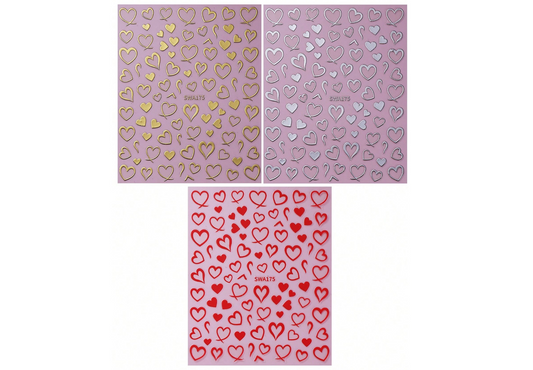 3PCS line heart stickers (Red,Gold,Silver)