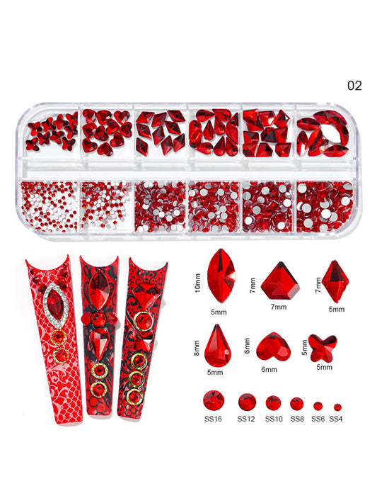 Crystal nail rhinestones 1 box 12 shapes rhinestones