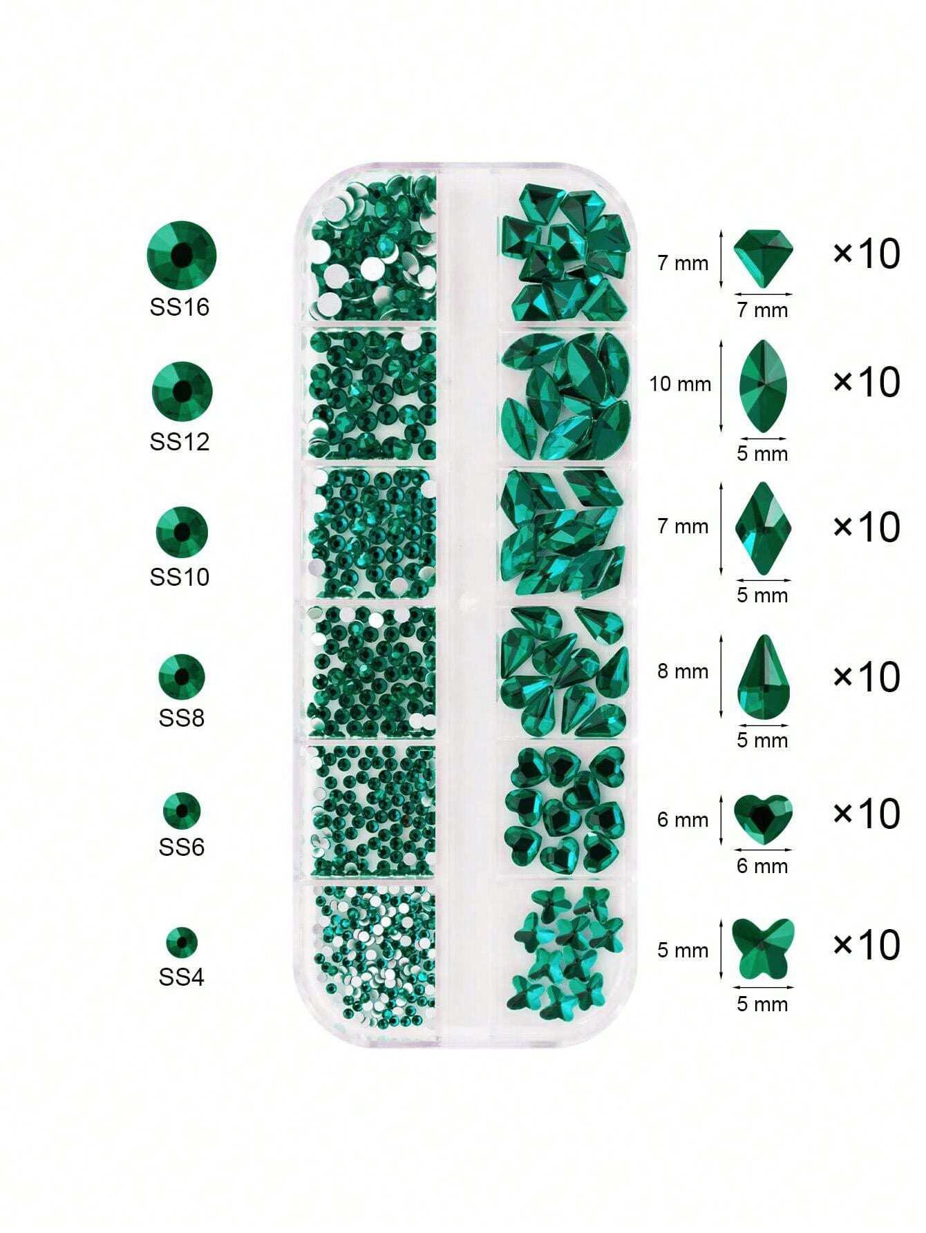 Crystal nail rhinestones 1 box 12 shapes rhinestones