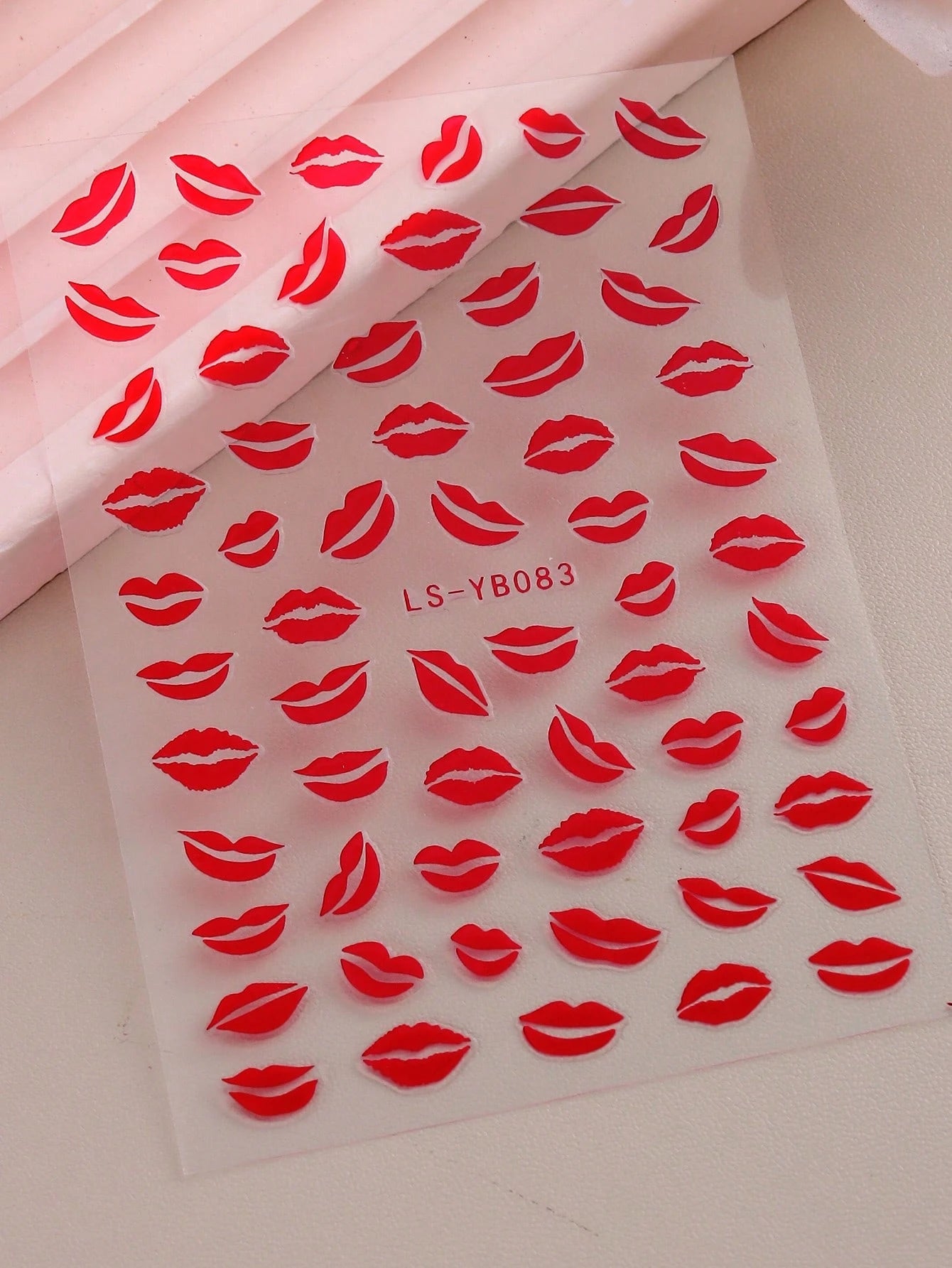 3PCS lip nail art stickers (Red,Black,White)