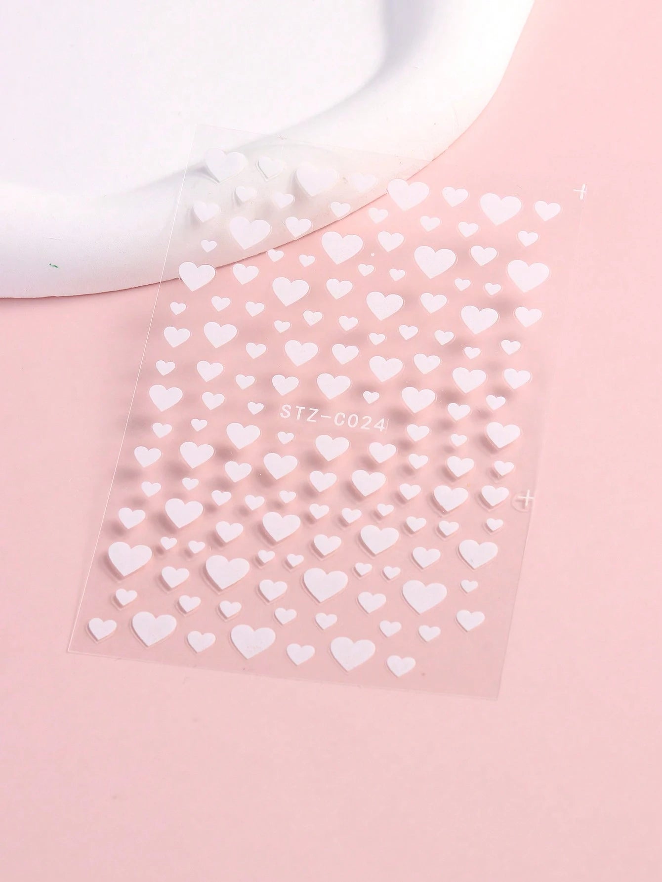 3PCS sweet hearts nail art stickers (Red,White,Black)
