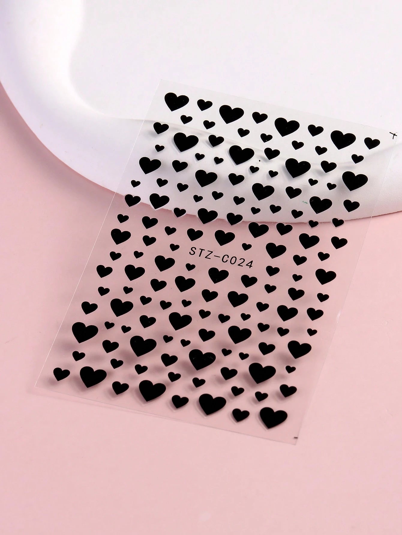 3PCS sweet hearts nail art stickers (Red,White,Black)