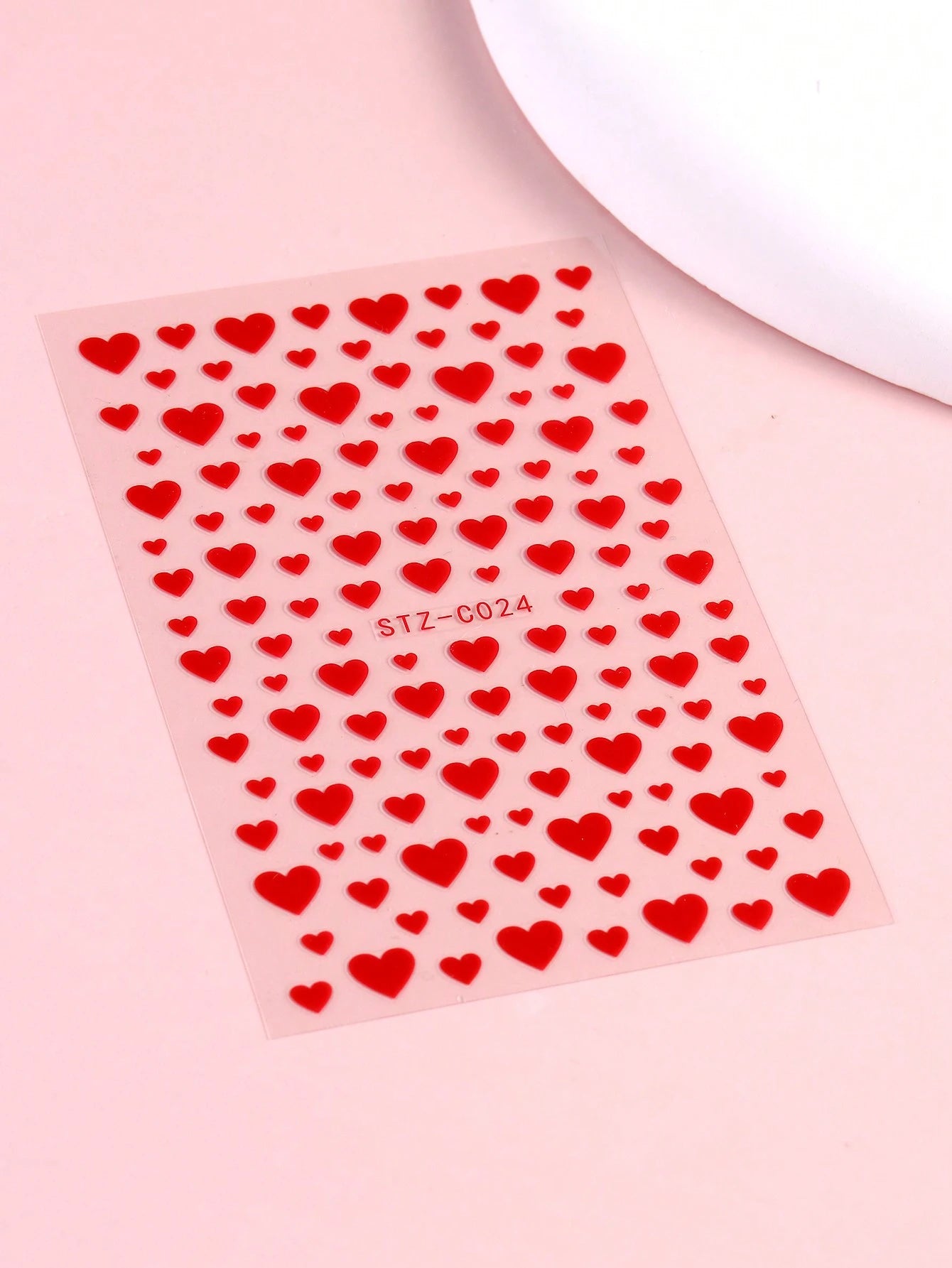 3PCS sweet hearts nail art stickers (Red,White,Black)