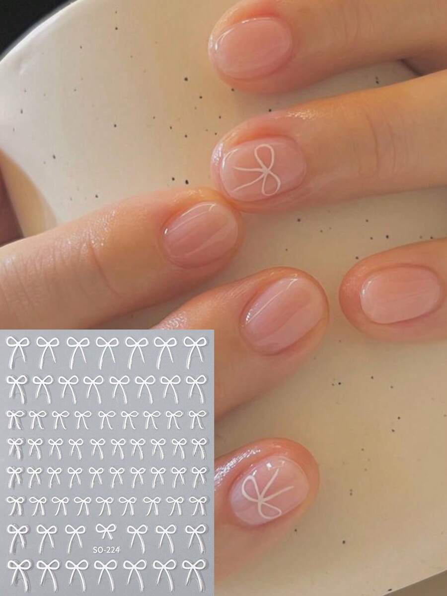 8PCS 3D bow nail art stickers (Black,White,Red,Pink,Laser,Rose gold,laser blue,Gold)