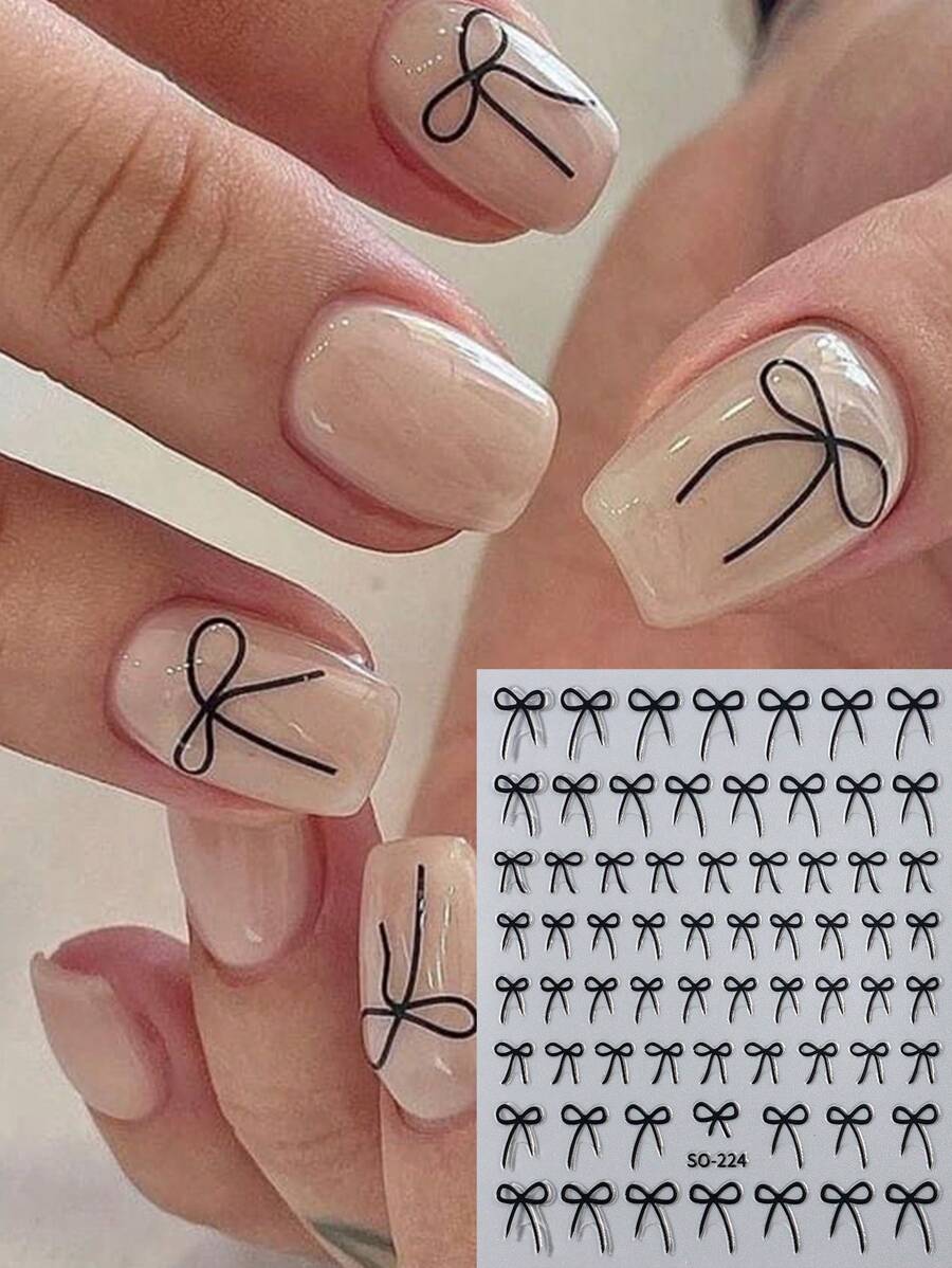8PCS 3D bow nail art stickers (Black,White,Red,Pink,Laser,Rose gold,laser blue,Gold)