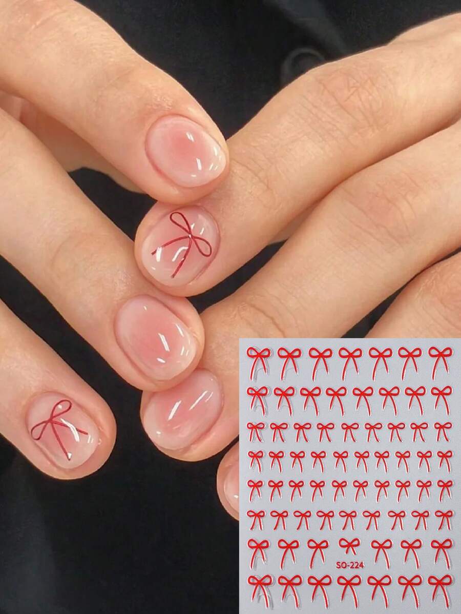 8PCS 3D bow nail art stickers (Black,White,Red,Pink,Laser,Rose gold,laser blue,Gold)