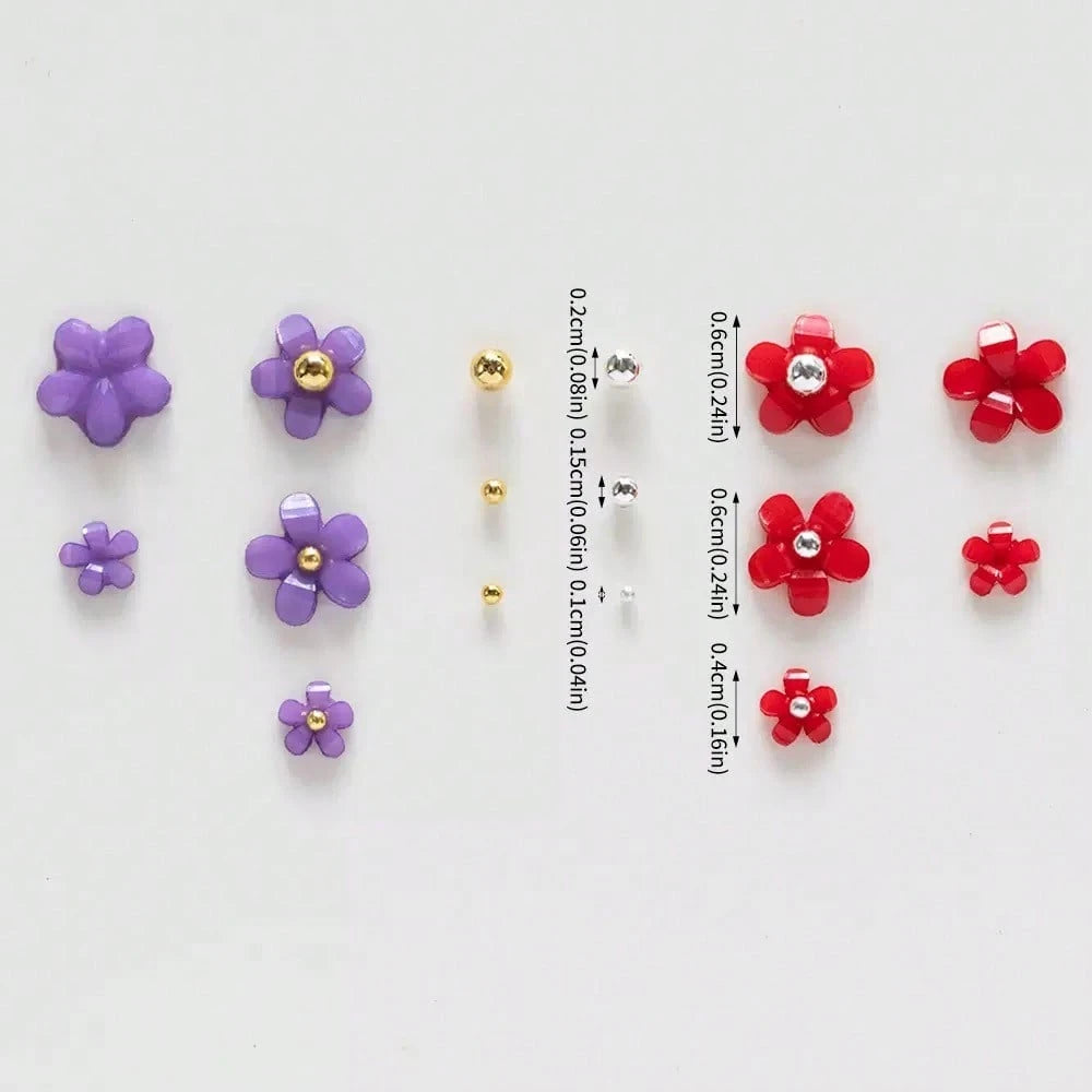 12 color flower nail art