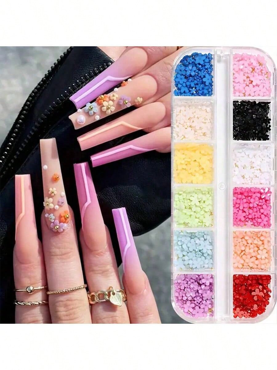 12 color flower nail art