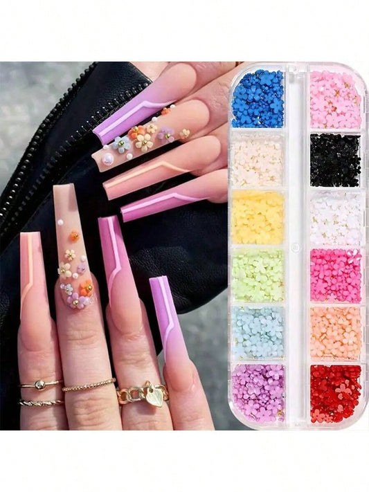 12 color flower nail art