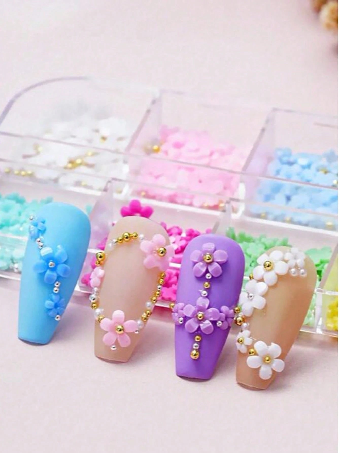 12 color flower nail art