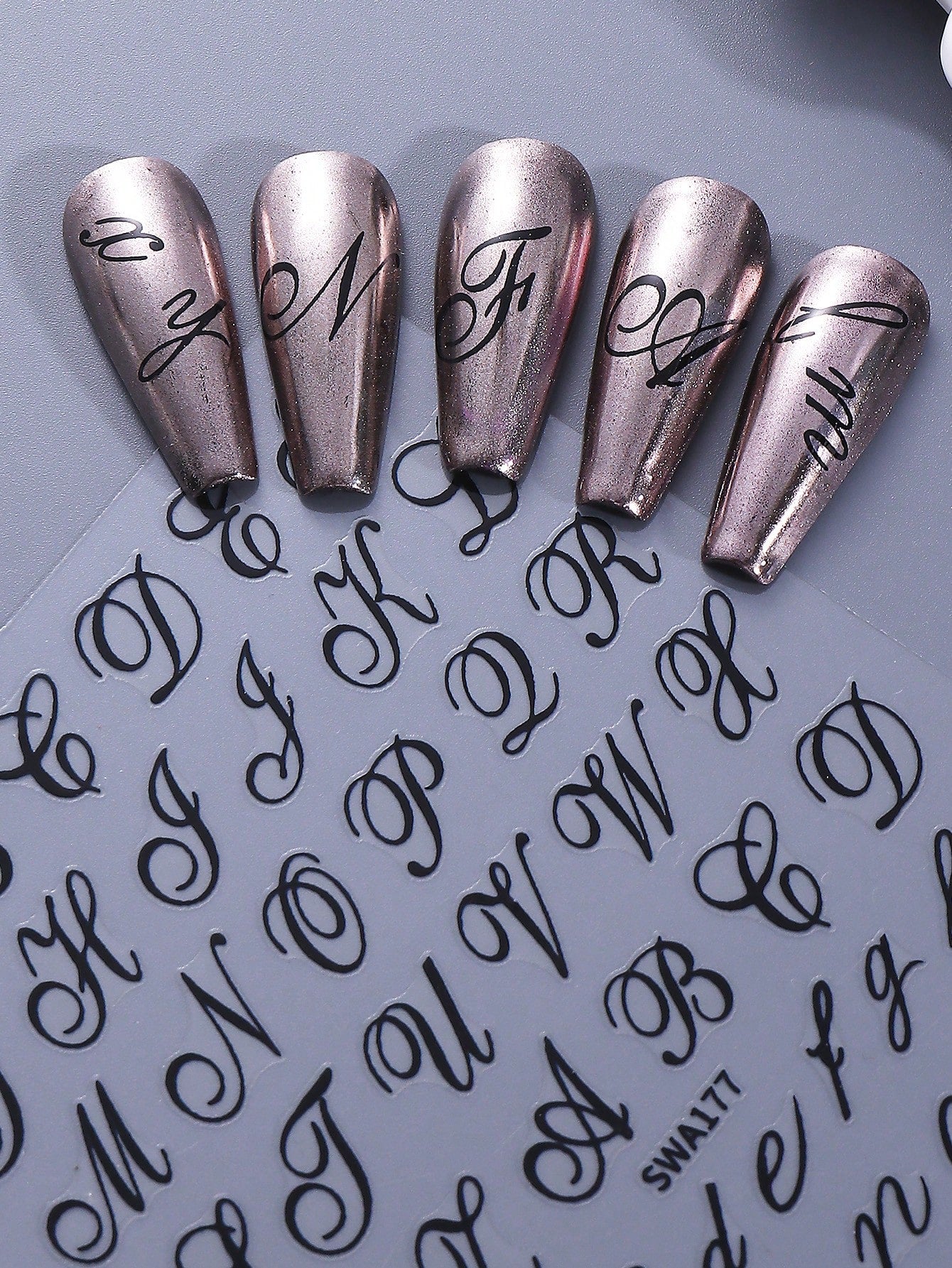 4pcs Letter Nail Art Stickers uppercase & lowercase(Black,Blue,Gold,Red)