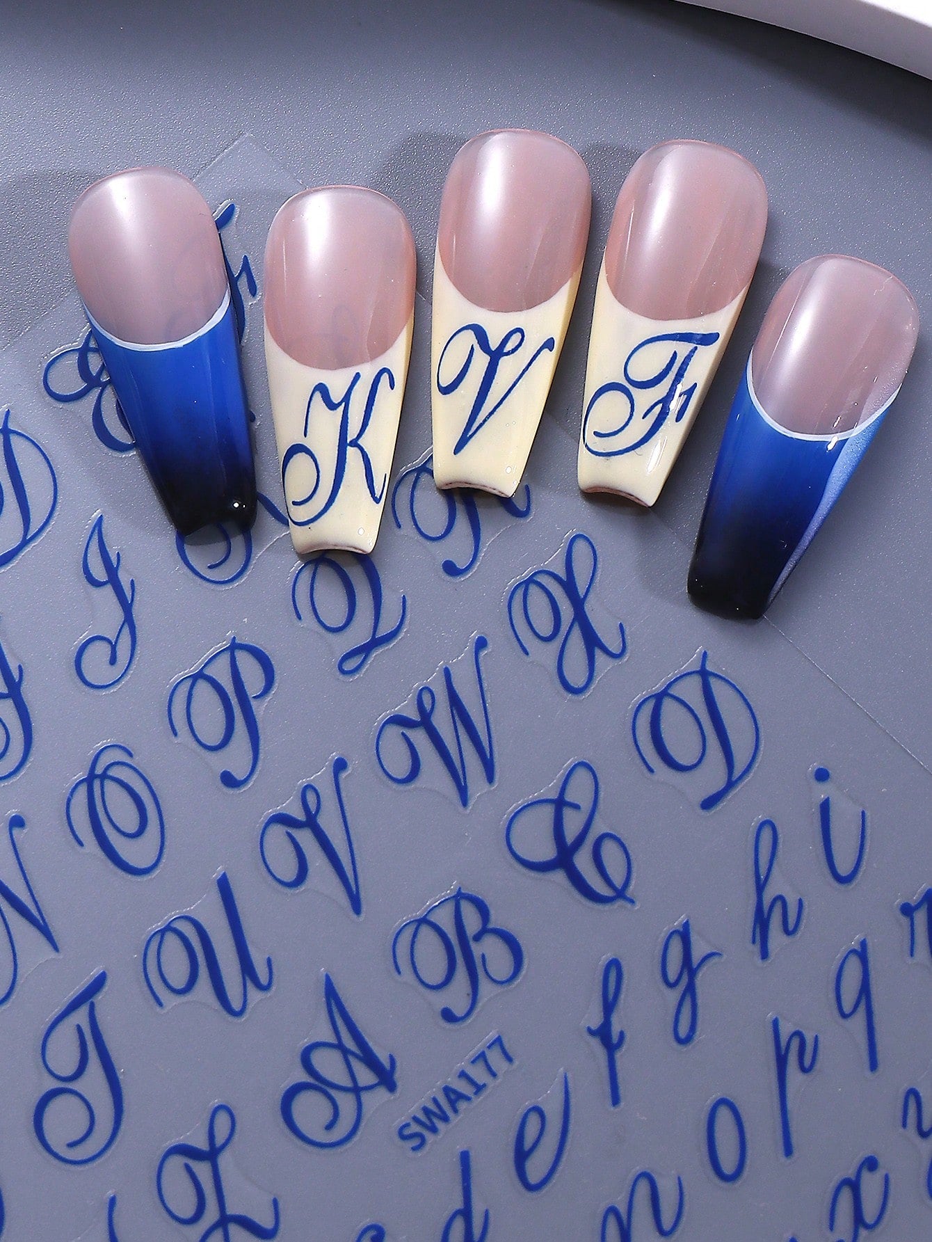 4pcs Letter Nail Art Stickers uppercase & lowercase(Black,Blue,Gold,Red)