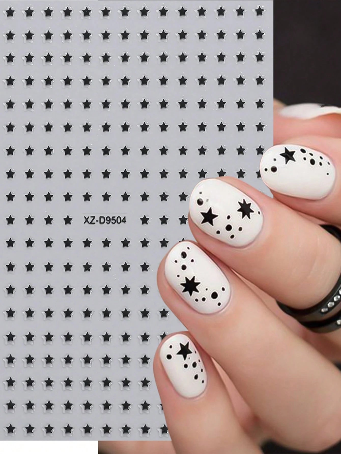 8pcs Metallic mini Star Nail Art Stickers (Black,Pink,Silver,Gold,Red,Hot pink,White,Laser)