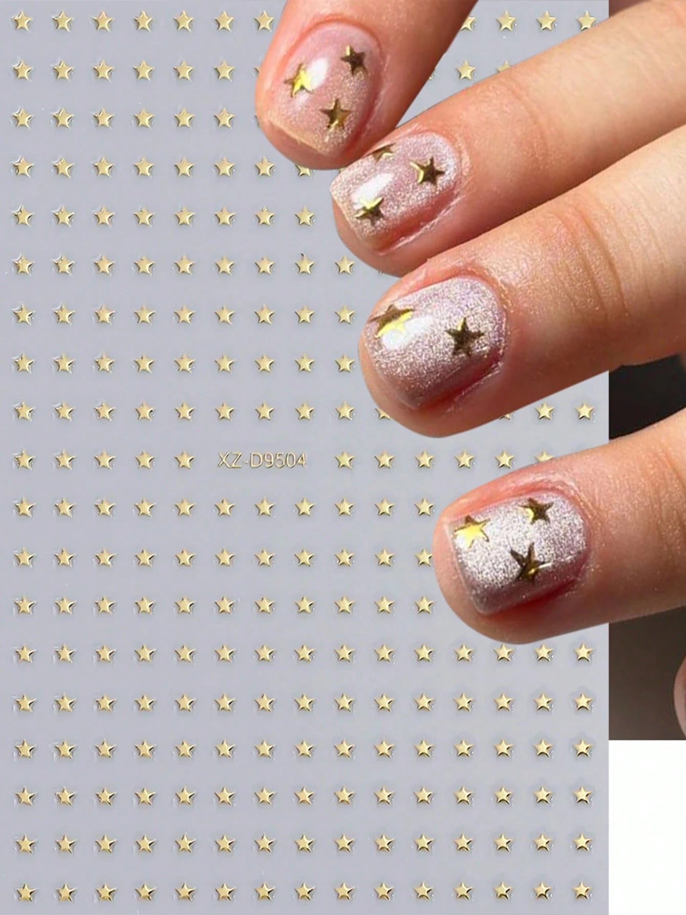 8pcs Metallic mini Star Nail Art Stickers (Black,Pink,Silver,Gold,Red,Hot pink,White,Laser)