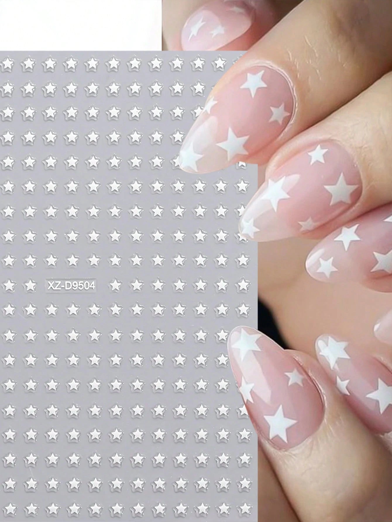 8pcs Metallic mini Star Nail Art Stickers (Black,Pink,Silver,Gold,Red,Hot pink,White,Laser)