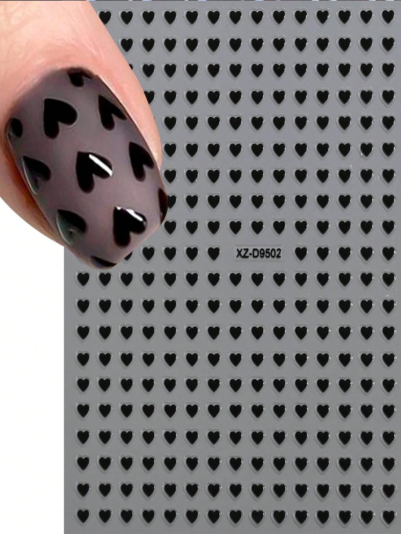 8pcs 3D Cute Mini Heart Nail Art Stickers (Silver,Hot pink,Gold,Pink,White,Black,Red,Laser)
