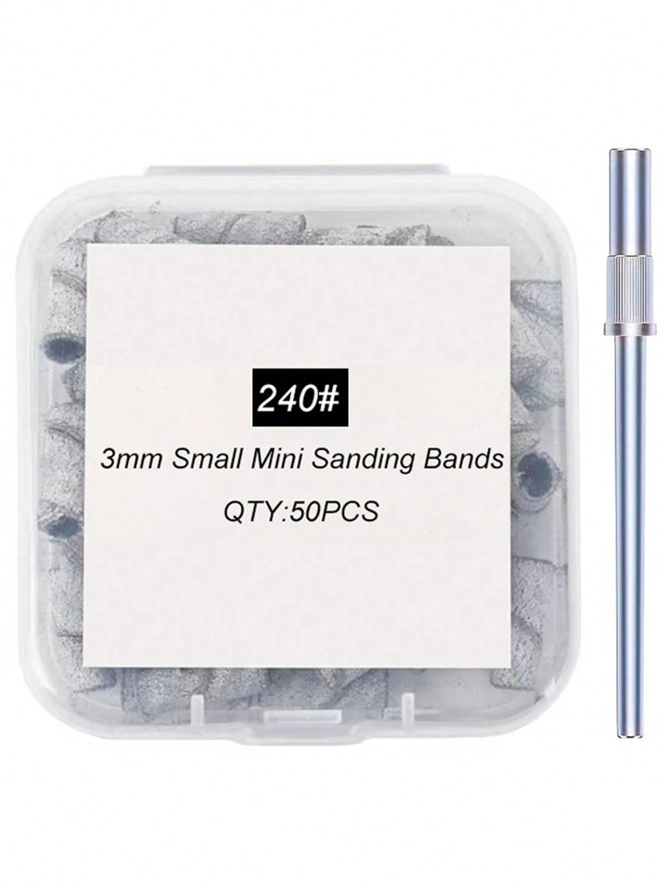 50pcs Mini Nail Files, 3mm Mini Sanding Rings 240#