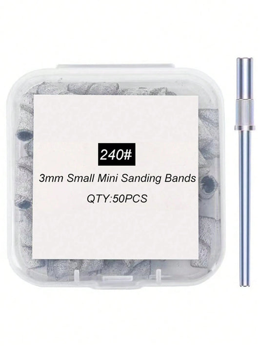 50pcs Mini Nail Files, 3mm Mini Sanding Rings 240#