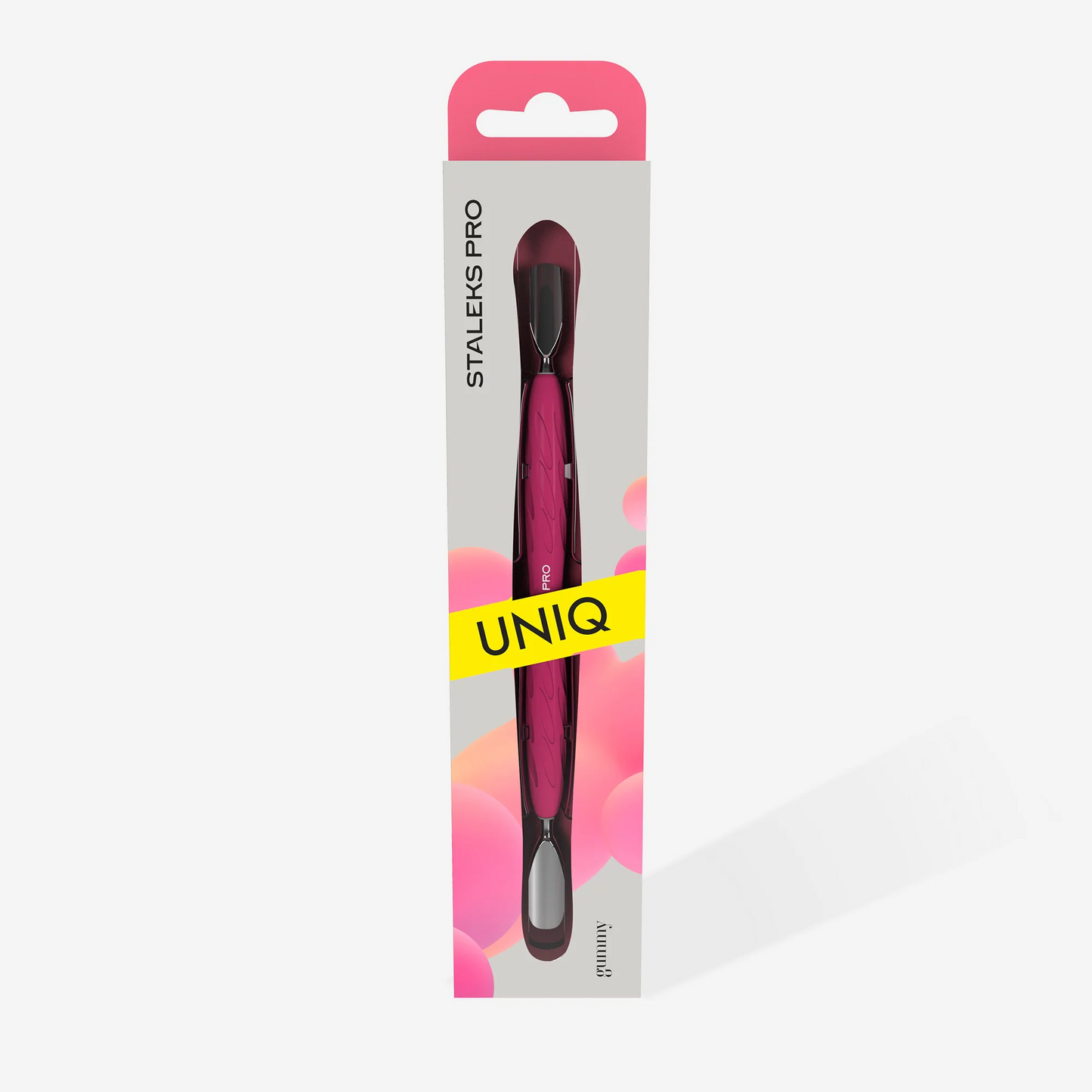 Manicure Pusher Gummy With Silicone Handle UNIQ 10 TYPE 1 (Rounded Wide And Rounded Narrow Pusher)