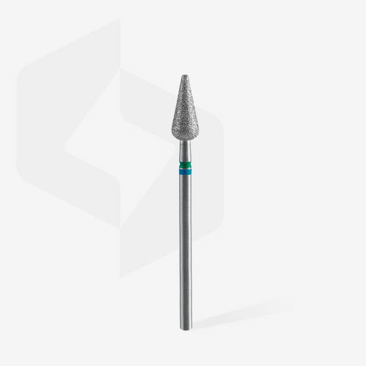 Diamond Nail Drill Bit DUO Pointed Pear Blue-Green EXPERT Head Diameter 5 Mm / Working Part 12 Mm