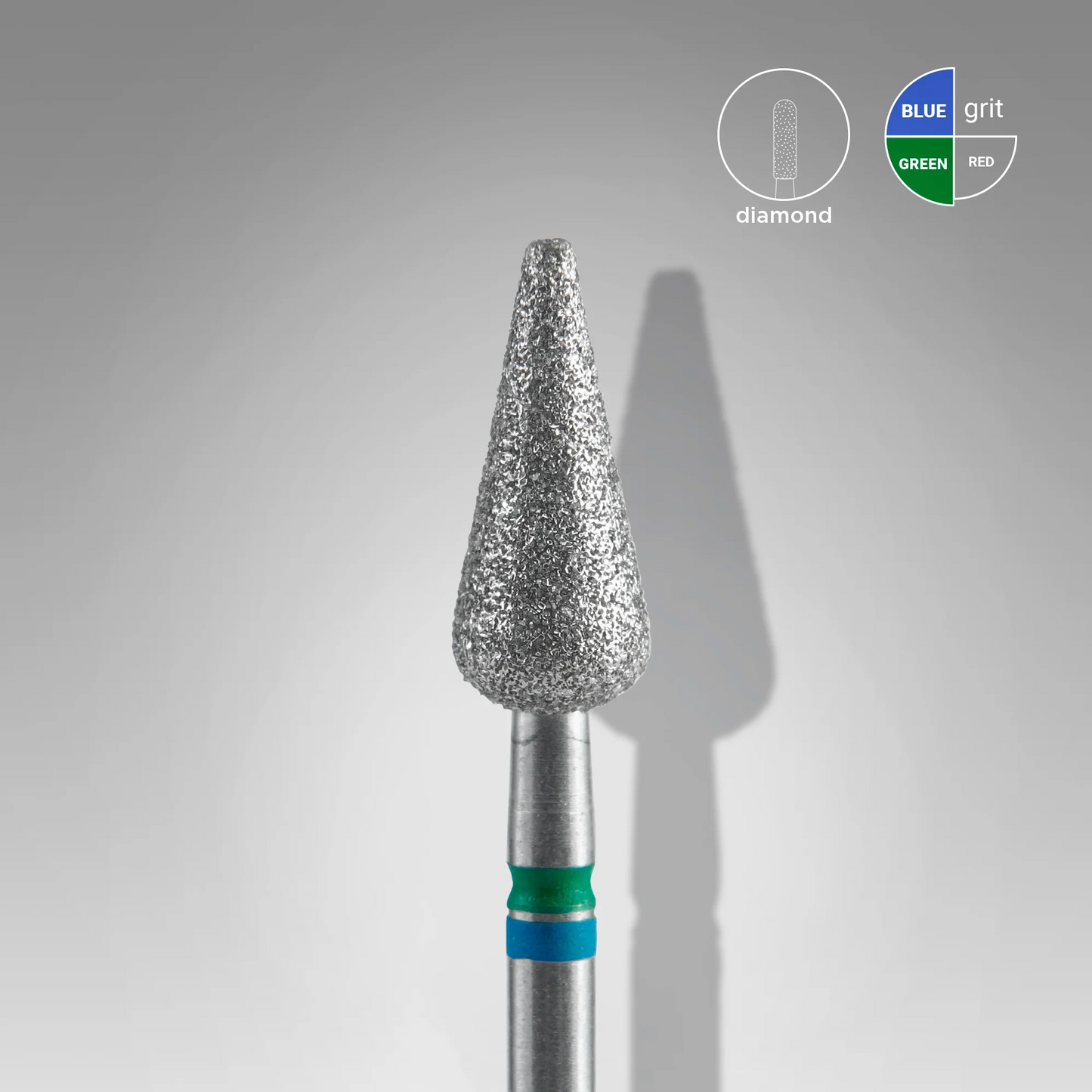 Diamond Nail Drill Bit DUO Pointed Pear Blue-Green EXPERT Head Diameter 5 Mm / Working Part 12 Mm